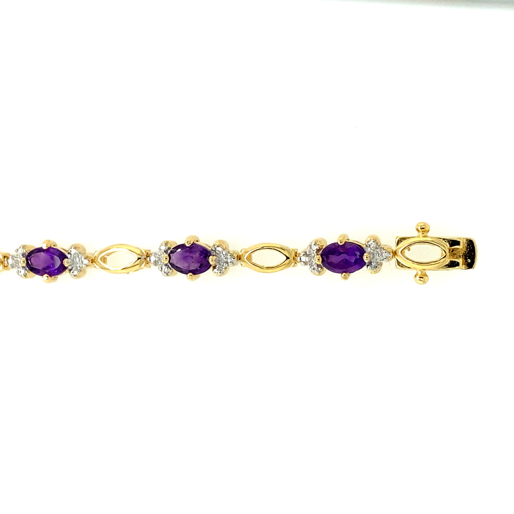Sterling Silver Gold Plated with Amethyst Tennis Bracelet