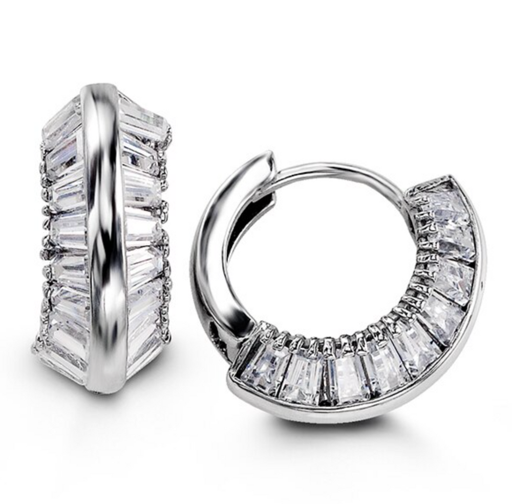Sterling Silver CZ Huggie Earrings