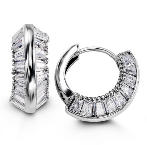 Sterling Silver CZ Huggie Earrings