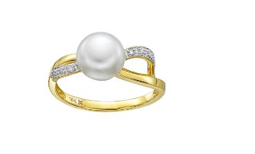 10kt 8MM Pearl+.02TW Ring