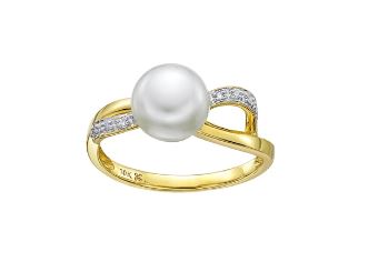 10kt 8MM Pearl+.02TW Ring