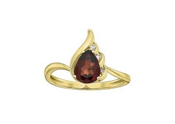 10kt Yellow Gold with Garnet and Diamond