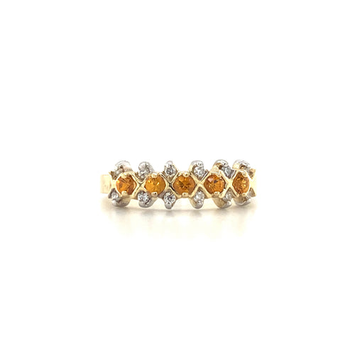 10KT Yellow Gold Yellow Sapphire and Diamond Band