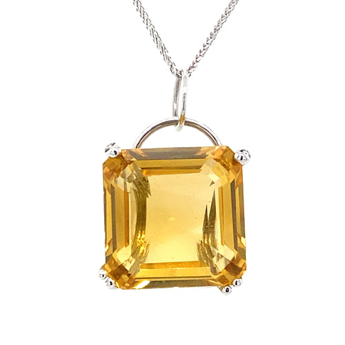 10K White Gold Citrine Pendant with Diamonds
