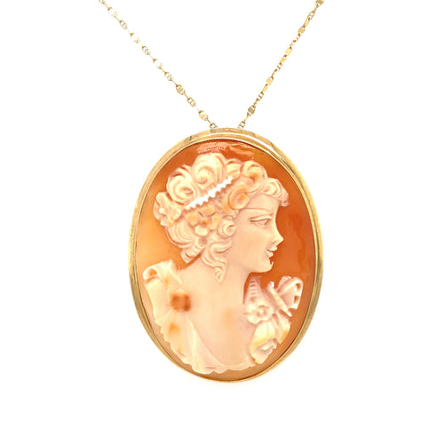 10/14kt Yellow Gold Cameo Pendant and Chain