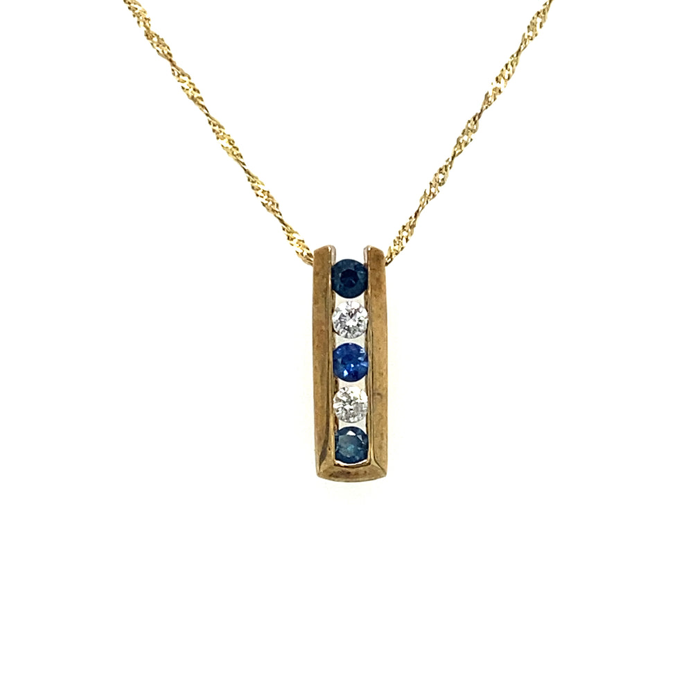 14kt Yellow Gold Sapphire with CZ Crystals