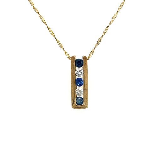 14kt Yellow Gold Sapphire with CZ Crystals