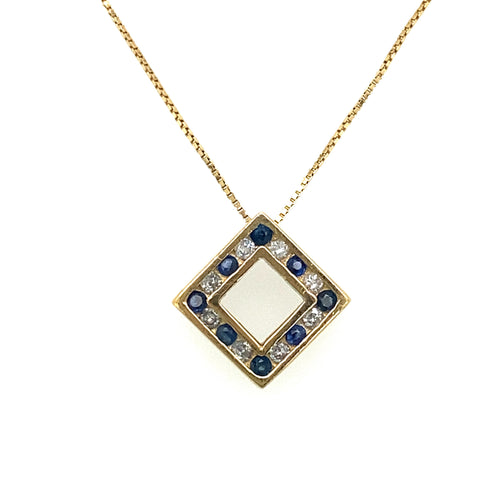 14kt Yellow Gold Sapphire & Diamond Pendant