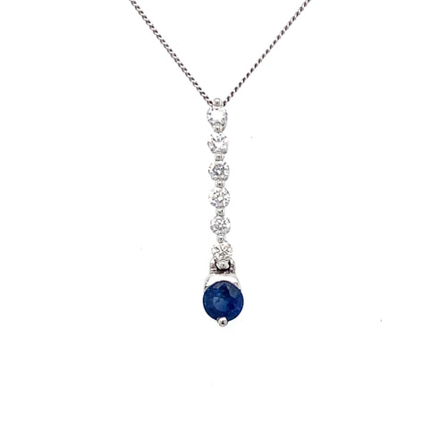 10K White Gold Sapphire pendant + Diamonds