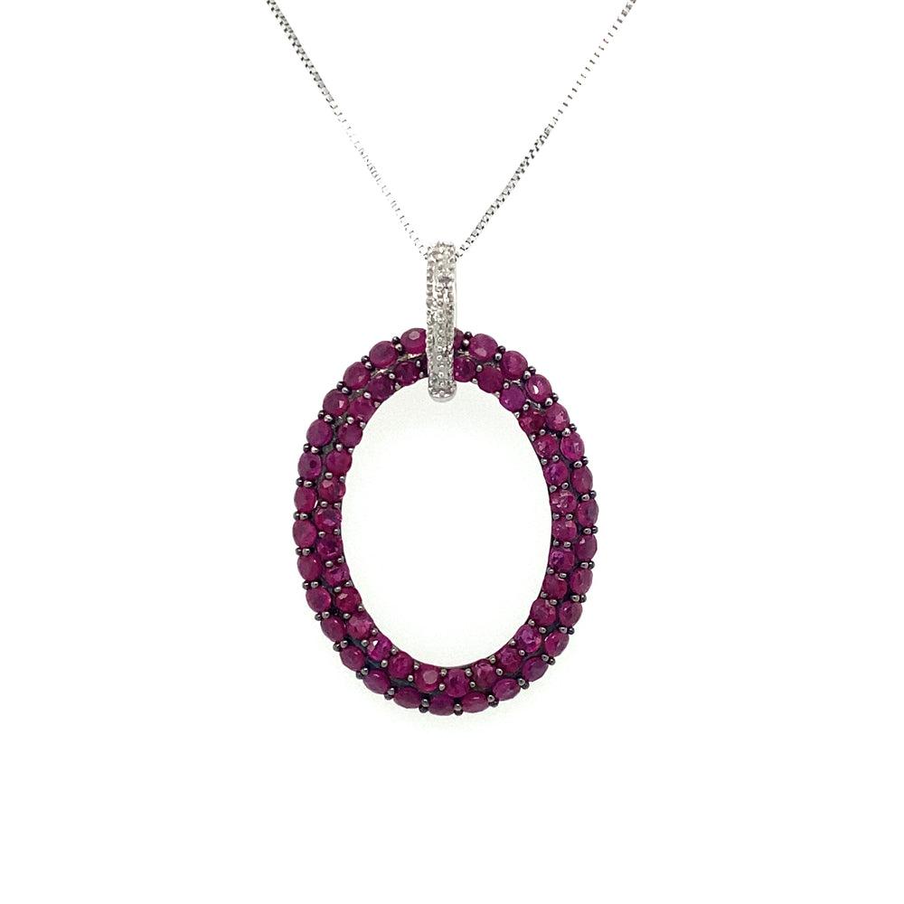 10/14kt White Gold Ruby and Natural Diamond Pendant