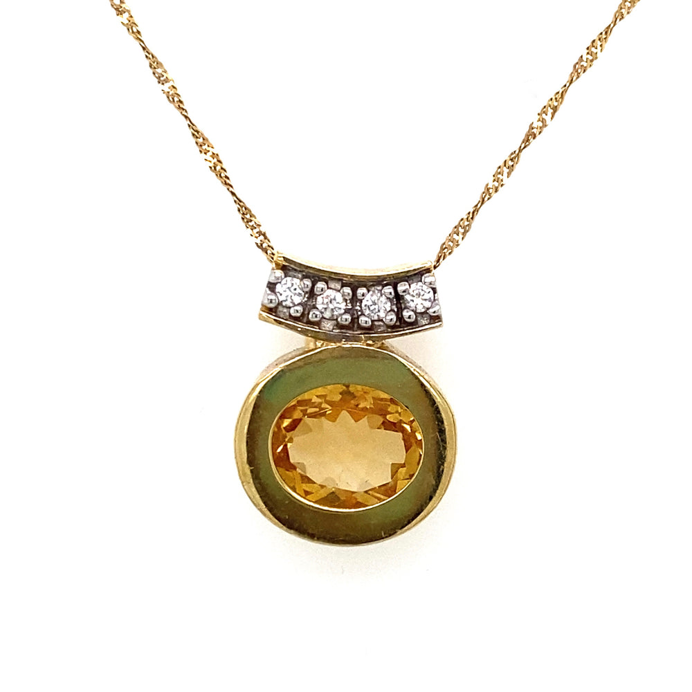10kt Yellow Gold Citrine and Cubic Zirconia Pendant