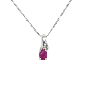 10kt White Gold Ruby & Diamond Pendant
