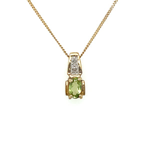 10kt Yellow Gold Peridot & Diamond Pendant