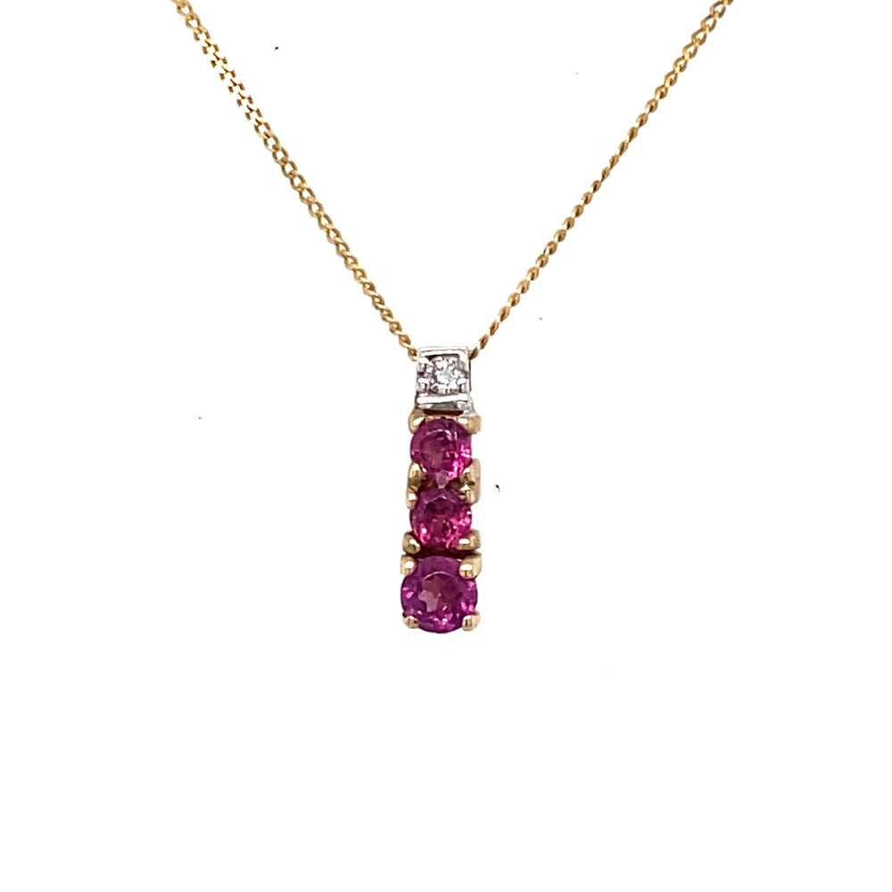 10K Yellow Gold Rhodolite and Diamond Pendant