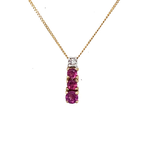 10K Yellow Gold Rhodolite and Diamond Pendant