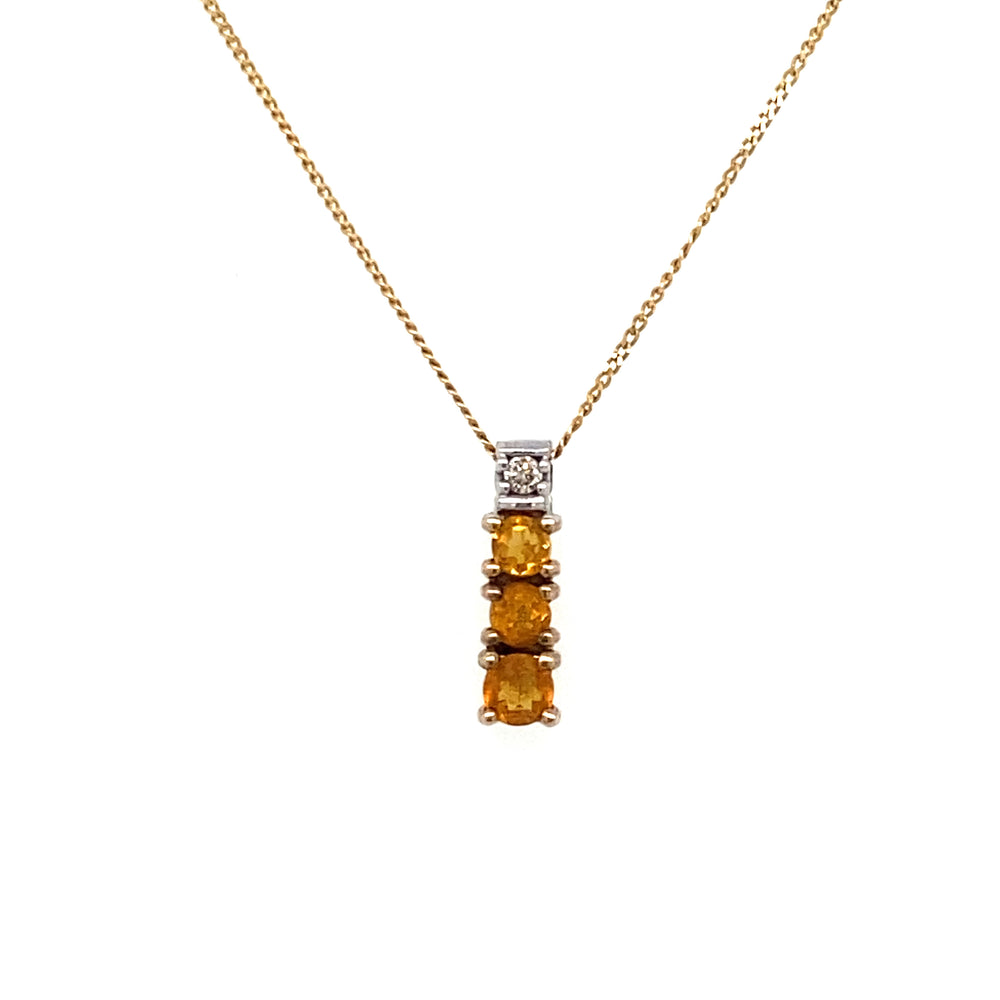 10/14kt Yellow Gold Citrine and Diamond Pendant