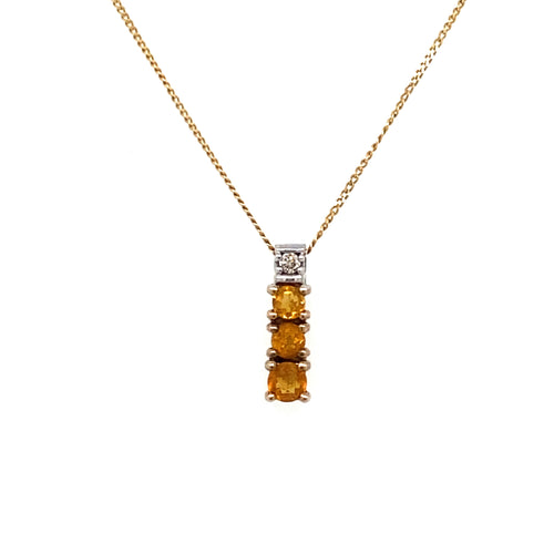 10/14kt Yellow Gold Citrine and Diamond Pendant