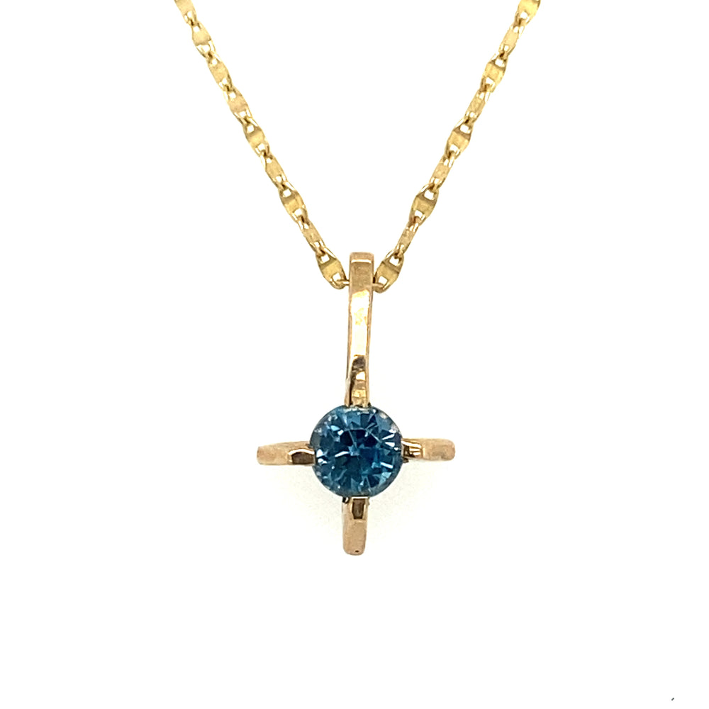 10KT Yellow Gold London Blue Topaz Pendant