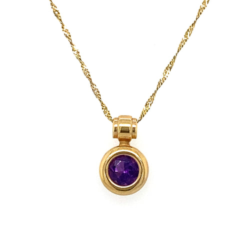 10KT Yellow Gold Amethyst Pendant