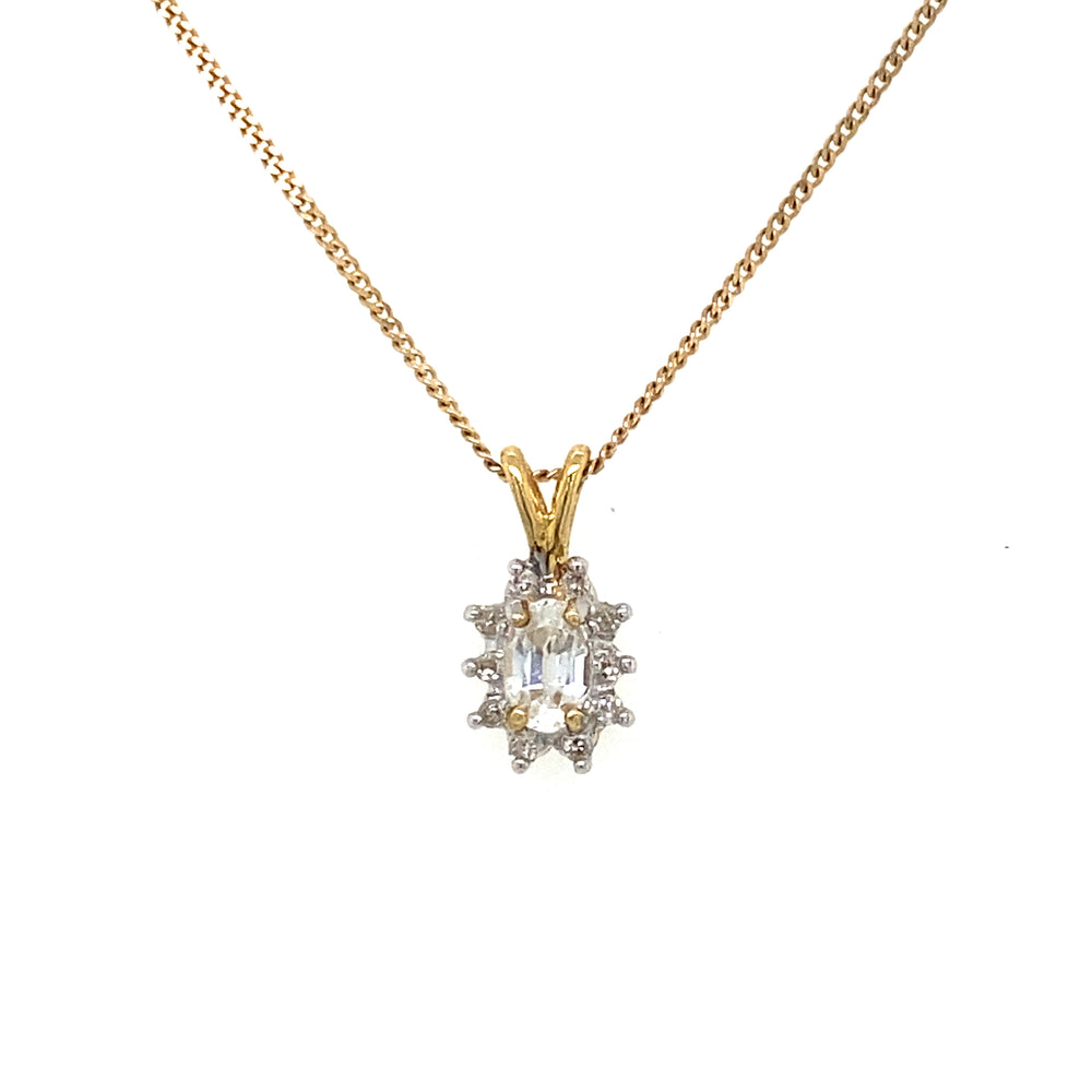 10/14K Yellow gold White Zircon Pendant