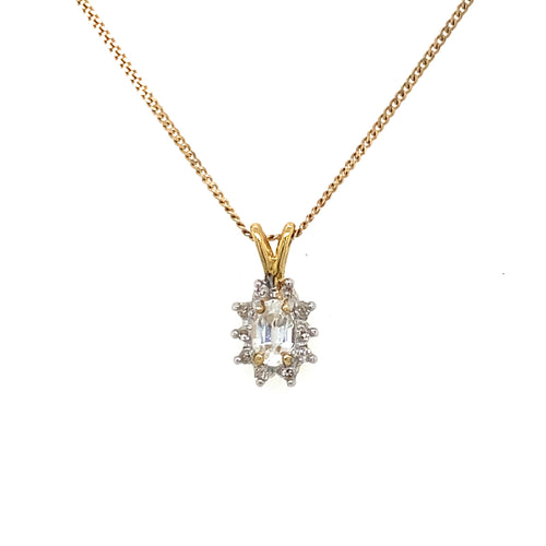 10/14K Yellow gold White Zircon Pendant