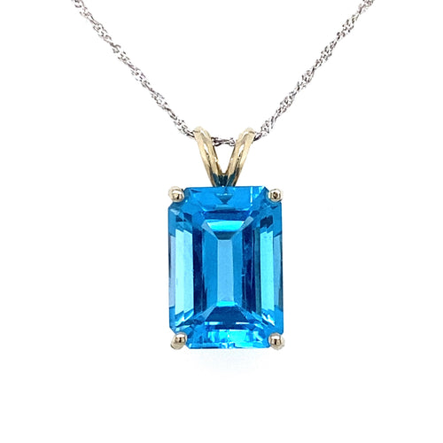 10kt White Gold Blue Topaz Pendant