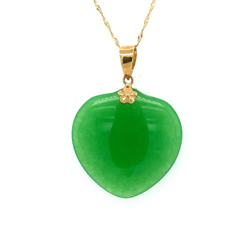 14KT yellow gold jade heart pendant