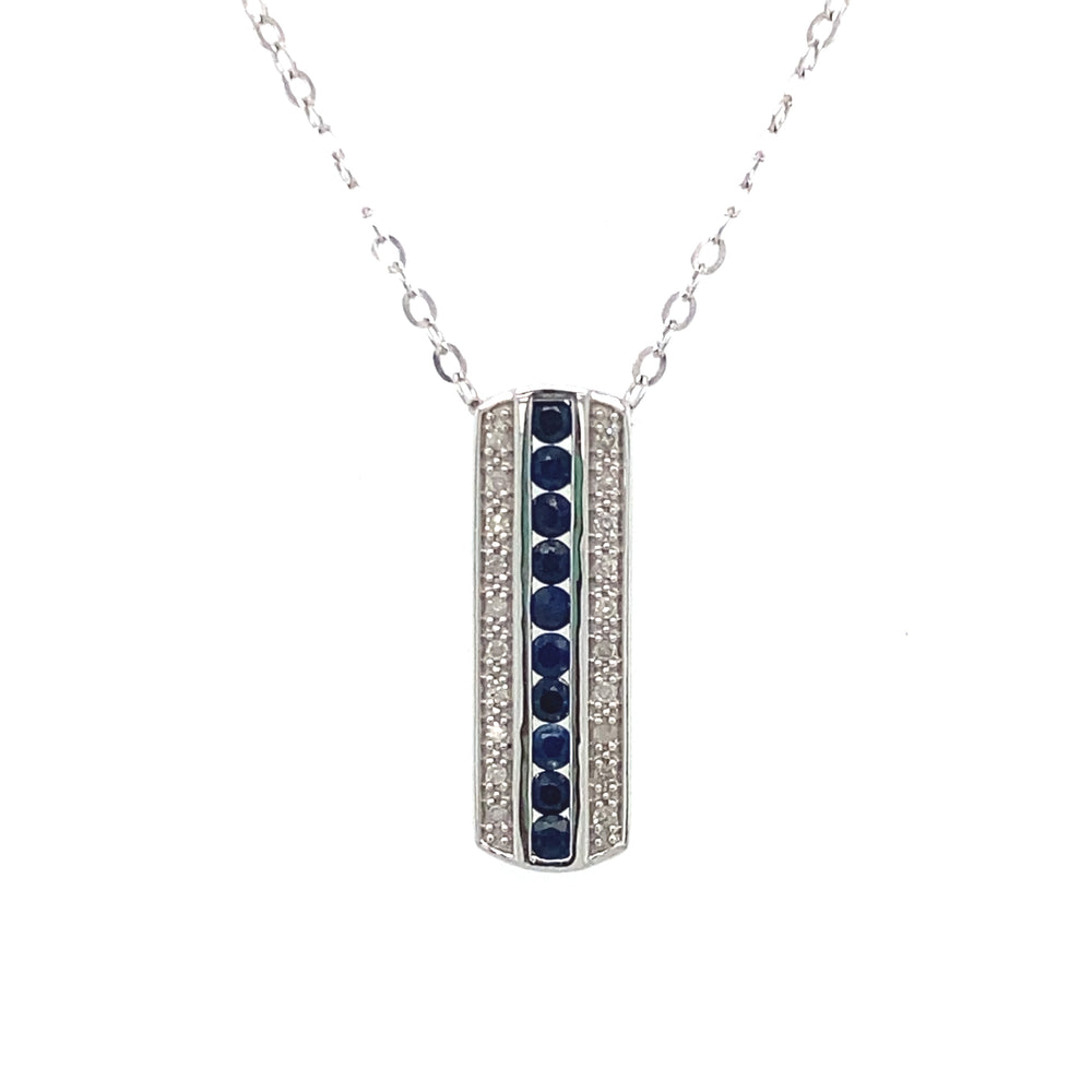 10kt White Gold Sapphire & Diamond Pendant