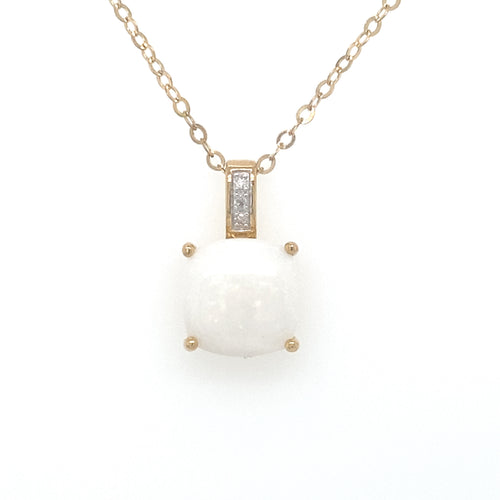 10KT Yellow Gold Opal + Diamond Pendant
