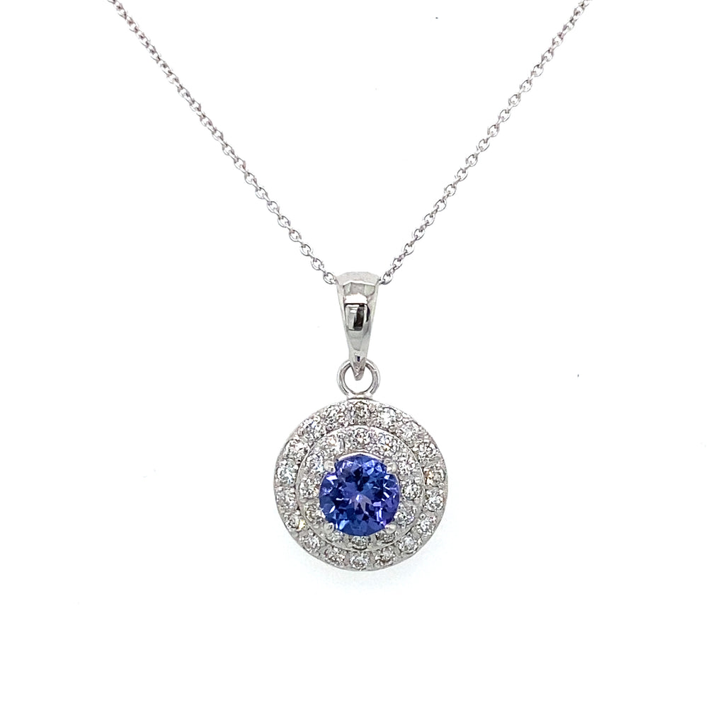 14kt 5MM TANZANITE+.39TW Diamond Pendant