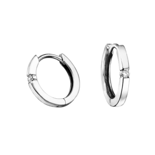 10kt White Gold Diamond Hoop Earrings