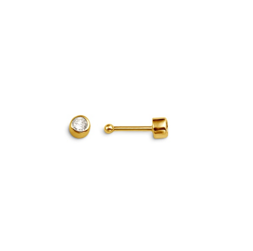 14kt Yellow Gold Bezel Set CZ Nose Stud