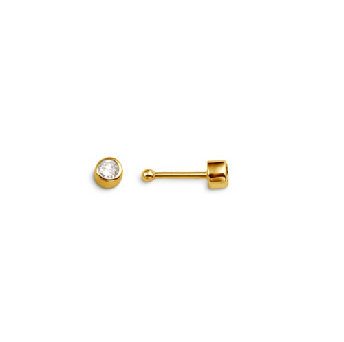 14kt Yellow Gold Bezel Set CZ Nose Stud
