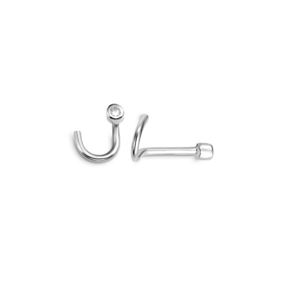 14kt White Gold Bezel Set Diamond Nose Stud