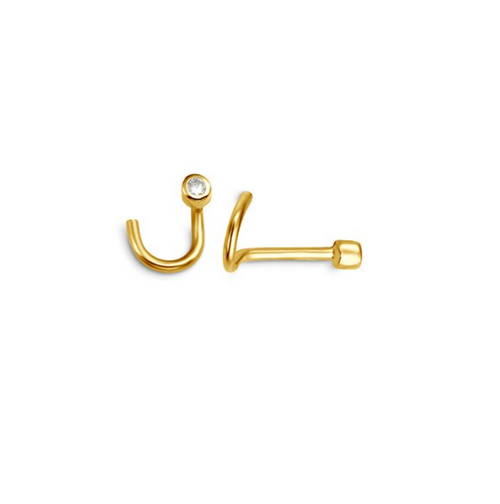 14kt Yellow Gold Bezel Set Diamond Nose Stud