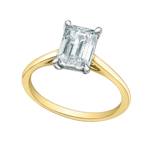 The Cathedral Classic - Emerald Cut Lab Grown Diamond Solitaire - Customizable Engagement Ring