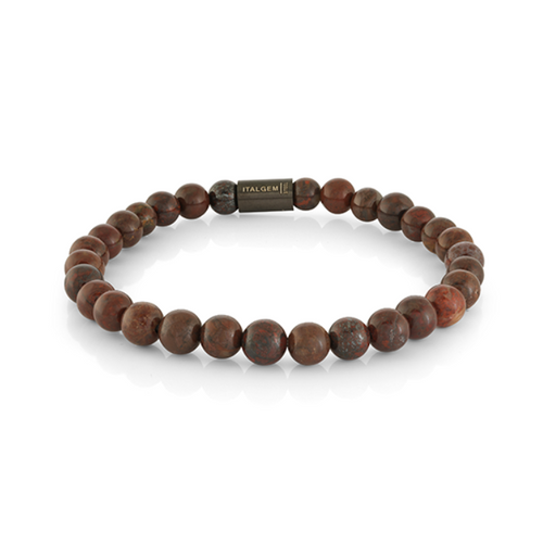 Italgem Stainless Steel and Genuine Jasper Bead Bracelet BB-266