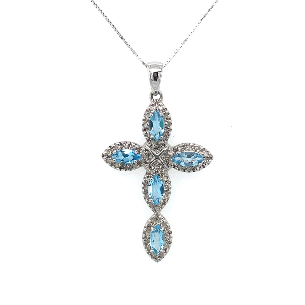 10kt Blue Topaz + CZ Pendant