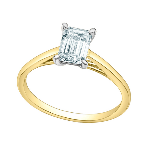 The Cathedral Classic - Emerald Cut Lab Grown Diamond Solitaire - Customizable Engagement Ring