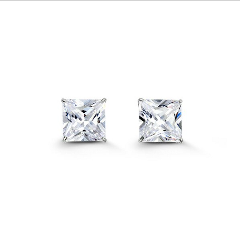 14kt White Gold 7mm CZ Stud Earrings