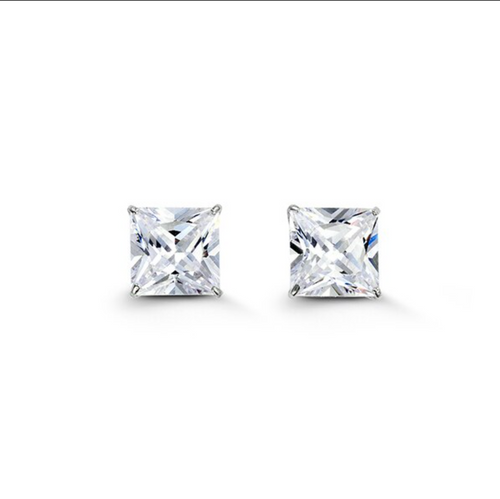 14kt White Gold 7mm CZ Stud Earrings