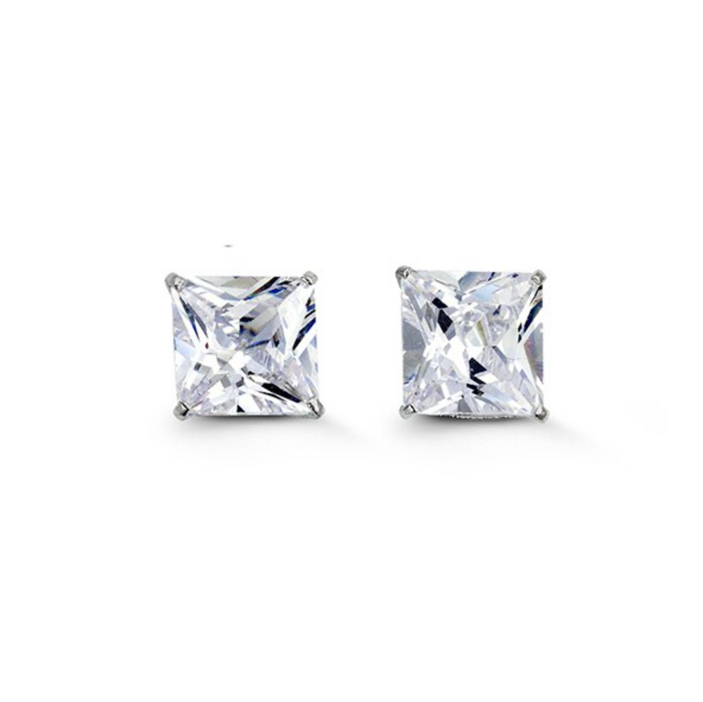 14kt White Gold 8mm CZ Stud Earrings