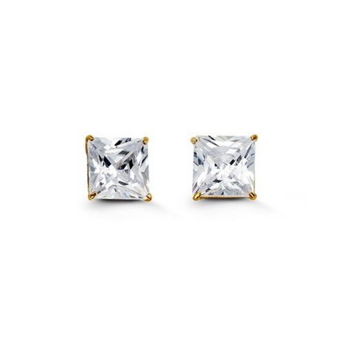 14kt Yellow Gold 7mm CZ Stud Earrings