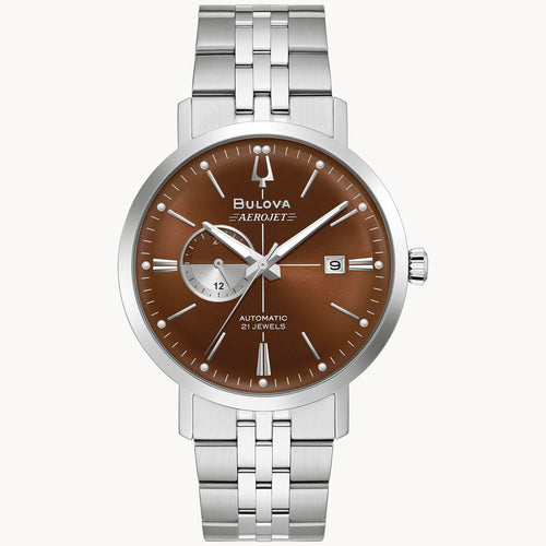 Bulova Aerojet Classic Brown Dial Stainless Steel Watch 96B375