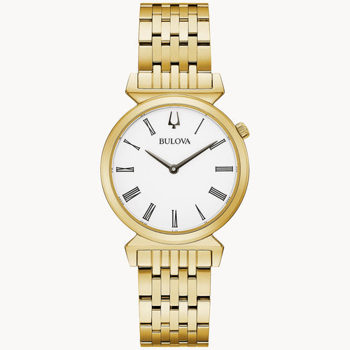 Bulova Regatta Classic White Dial Gold-Tone Stainless Steel Watch 97L161