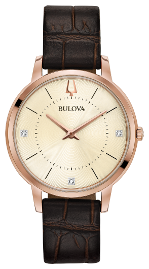 Bulova Women's Classic Rose-Tone Leather Strap Watch 97P122