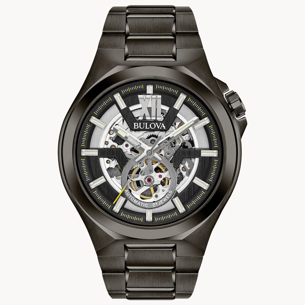 Bulova Maquina Black Stainless Steel Watch 98A179