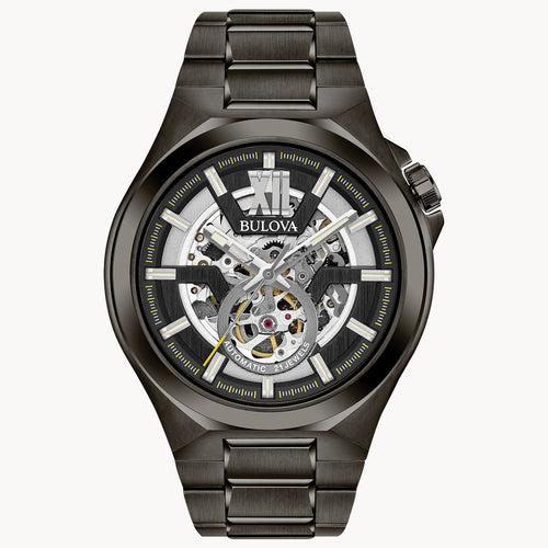 Bulova Maquina Black Stainless Steel Watch 98A179