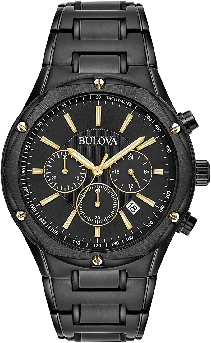 Bulova Classic Chronograph Black Stainless Steel Watch 98B287