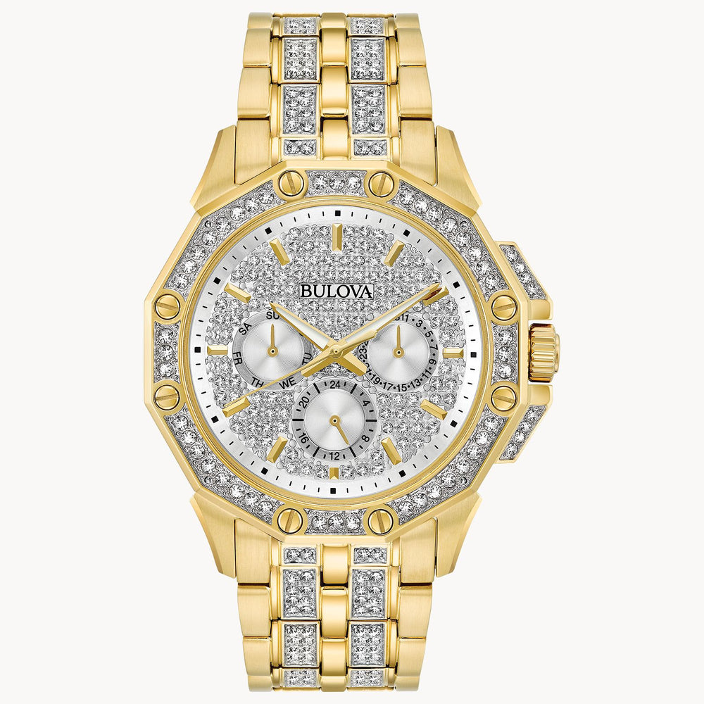 Bulova Gold-Tone Octava Pavé Dial Watch 98C126